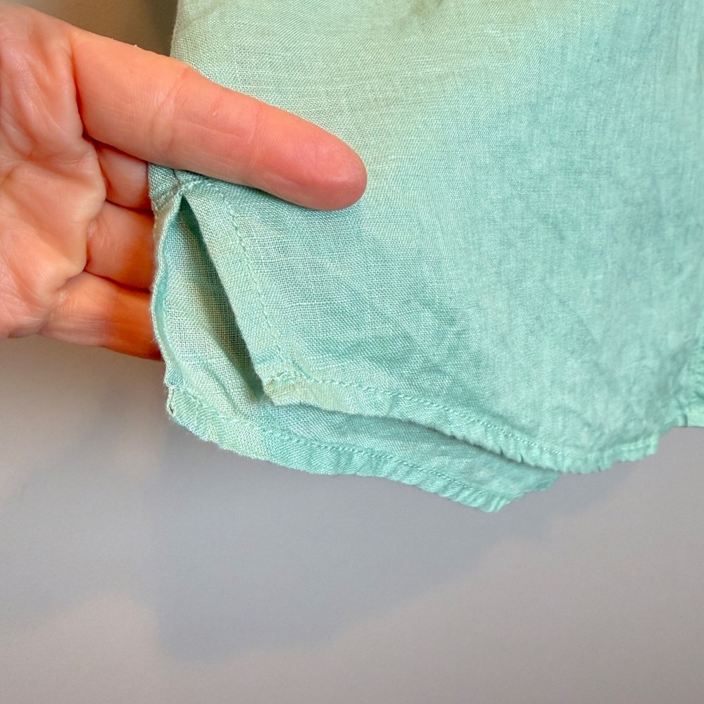 Garnet Hill 14 100% Linen Dolman Sleeve Button Down Shirt Top Seafoam Green - Picture 7 of 9